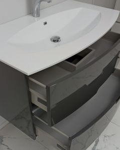 Mobile bagno sospeso Lady, curvo, cm.100 con specchio led