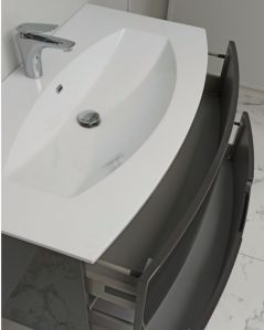 Mobile bagno sospeso Lady, curvo, cm.100 con specchio led