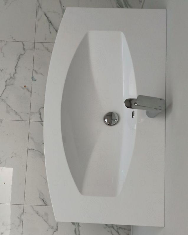 Mobile bagno sospeso Lady, curvo, cm.100 con specchio led Mobile bagno sospeso Lady, curvo, cm.100 con specchio led
