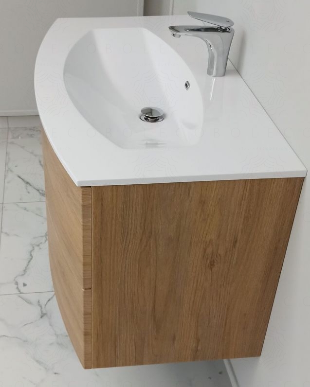 Mobile bagno sospeso Lady, curvo, cm.100 con specchio led Mobile bagno sospeso Lady, curvo, cm.100 con specchio led