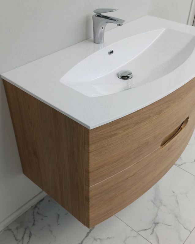 Mobile bagno sospeso Lady, curvo, cm.100 con specchio led Mobile bagno sospeso Lady, curvo, cm.100 con specchio led