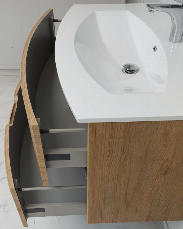 Mobile bagno sospeso Lady, curvo, cm.100 con specchio led Mobile bagno sospeso Lady, curvo, cm.100 con specchio led