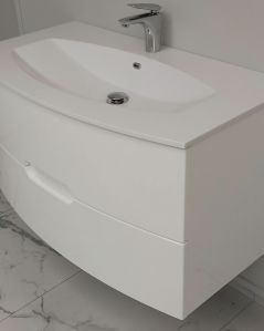 Mobile bagno sospeso Lady, curvo, cm.100 con specchio led