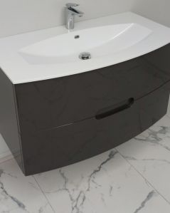 Mobile bagno sospeso Lady, curvo, cm.100 con specchio led