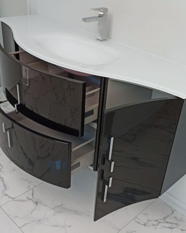 Mobile bagno sospeso Jane, curvo, cm.138 Mobile bagno sospeso Jane, curvo, cm.138