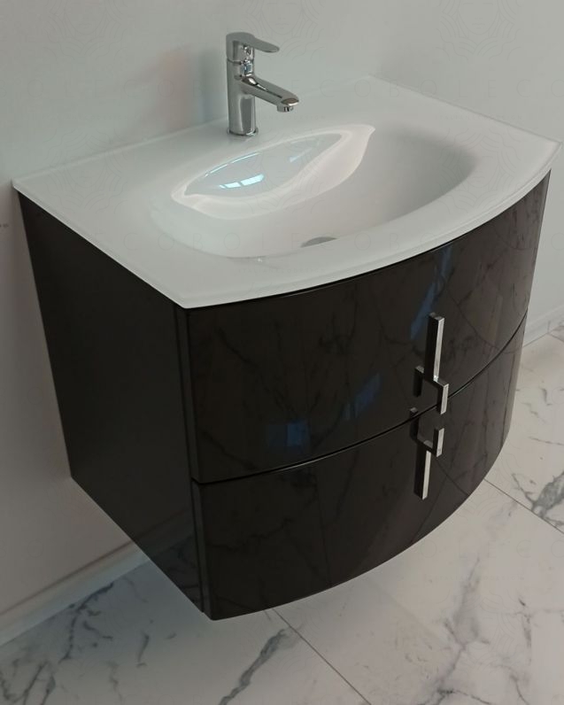 Mobile bagno sospeso Jane, curvo, cm.69 Mobile bagno sospeso Jane, curvo, cm.69