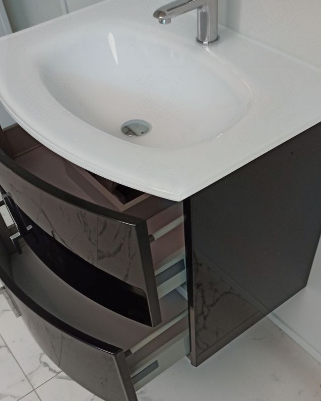 Mobile bagno sospeso Jane, curvo, cm.69 Mobile bagno sospeso Jane, curvo, cm.69