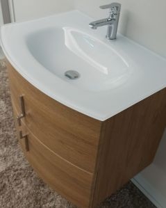 Mobile bagno sospeso Jane, curvo, cm.69 con specchio led