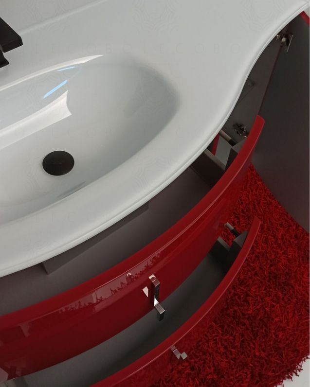 Mobile bagno sospeso Jane, curvo, cm.104 con specchio led Mobile bagno sospeso Jane, curvo, cm.104 con specchio led