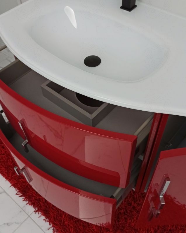 Mobile bagno sospeso Jane, curvo, cm.104 con specchio led Mobile bagno sospeso Jane, curvo, cm.104 con specchio led