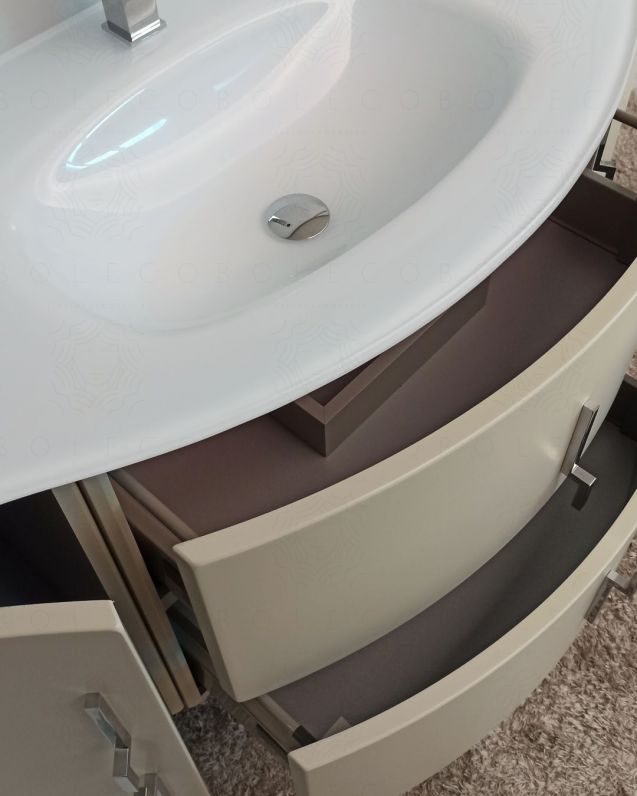 Mobile bagno sospeso Jane, curvo, cm.138 Mobile bagno sospeso Jane, curvo, cm.138