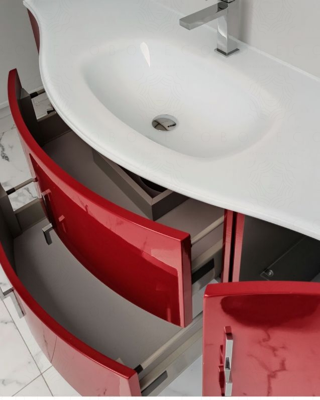 Mobile bagno sospeso Jane, curvo, cm.138 Mobile bagno sospeso Jane, curvo, cm.138