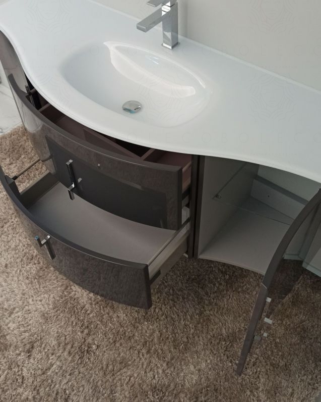 Mobile bagno sospeso Jane, curvo, cm.138 Mobile bagno sospeso Jane, curvo, cm.138