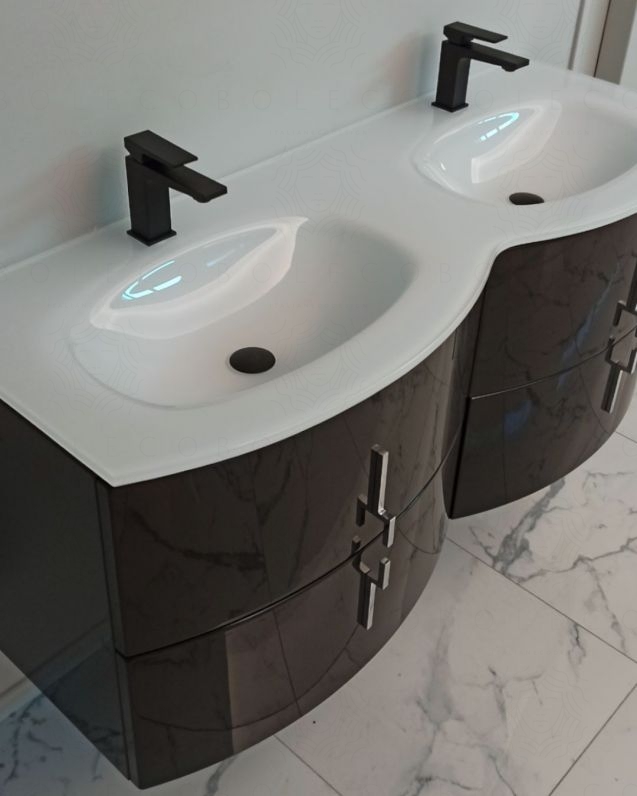Mobile bagno sospeso Jane, curvo, cm.138 Mobile bagno sospeso Jane, curvo, cm.138