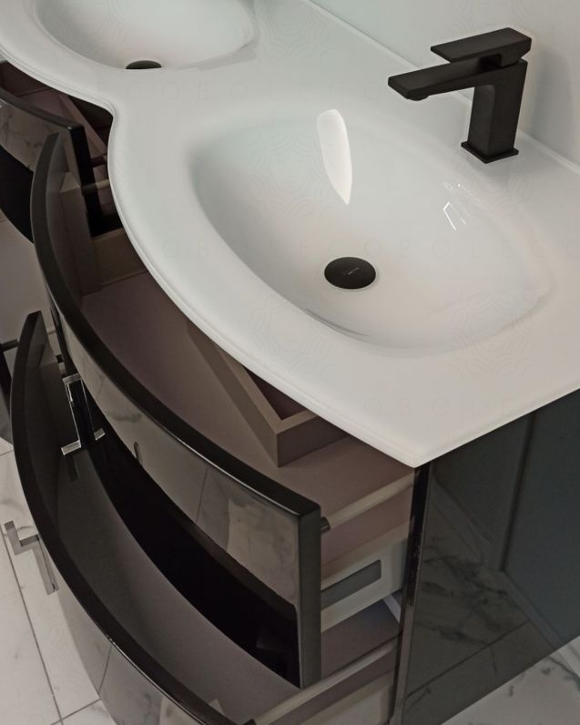 Mobile bagno sospeso Jane, curvo, cm.138 Mobile bagno sospeso Jane, curvo, cm.138