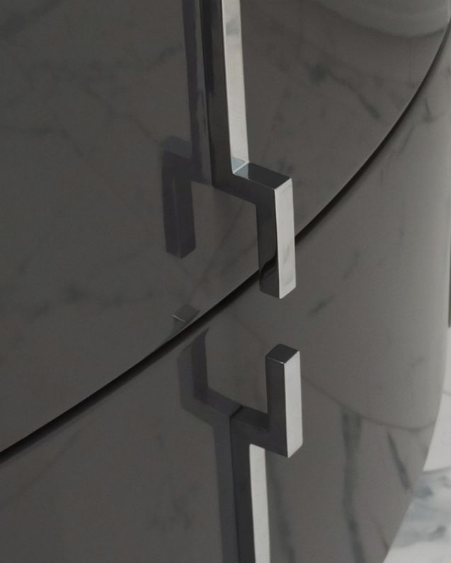 Mobile bagno sospeso Jane, curvo, cm.138 con specchio led Mobile bagno sospeso Jane, curvo, cm.138 con specchio led