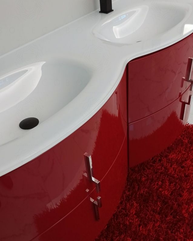 Mobile bagno sospeso Jane, curvo, cm.138 con specchio led Mobile bagno sospeso Jane, curvo, cm.138 con specchio led