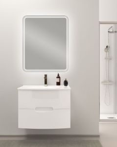 Mobile bagno sospeso Lady, curvo, bianco lucido con lavabo in