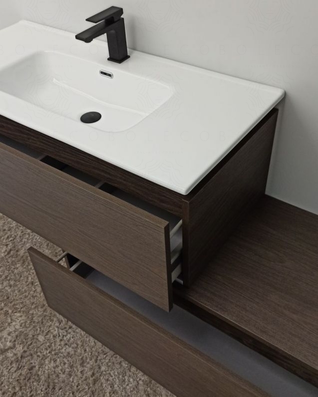Mobile bagno sospeso Giava con cassettiera, cm.150 e specchio Mobile bagno sospeso Giava con cassettiera, cm.150 e specchio
