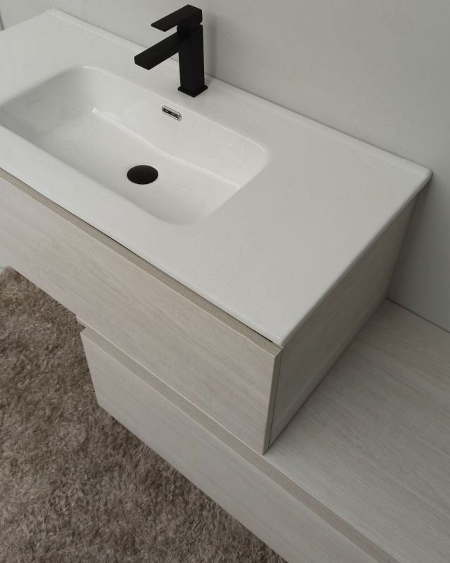 Mobile bagno sospeso Giava con cassettiera, cm.150 e specchio Mobile bagno sospeso Giava con cassettiera, cm.150 e specchio
