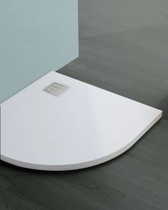Piatto doccia circolare bianco opaco, in mineralmarmo, cm.80x80