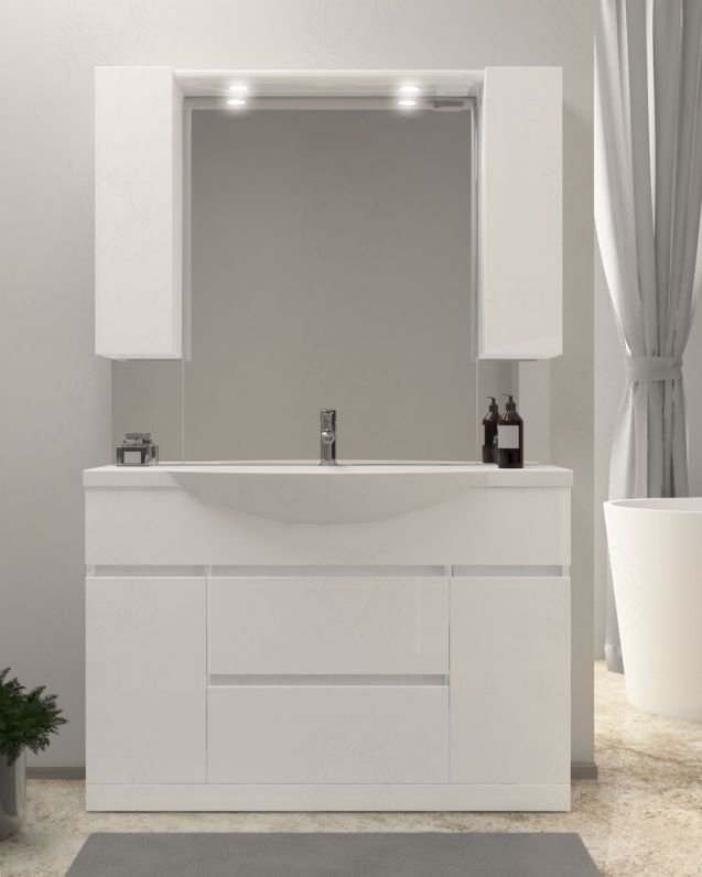 Mobile bagno a terra Silvia, cm.120, completo di specchio e Mobile bagno a terra Silvia, cm.120, completo di specchio e