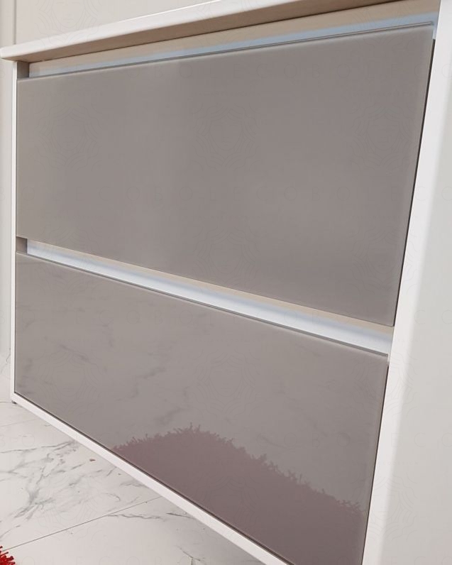 Mobile bagno sospeso Alaska con frontali in vetro, cm.74 e Mobile bagno sospeso Alaska con frontali in vetro, cm.74 e