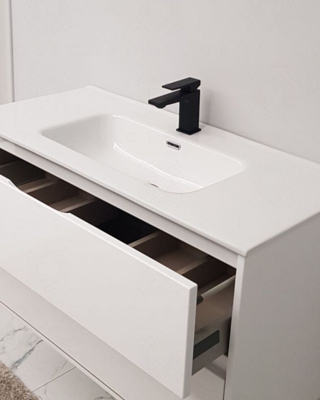 Mobile bagno Alaska con piedi, cm.100 e specchio led Mobile bagno Alaska con piedi, cm.100 e specchio led