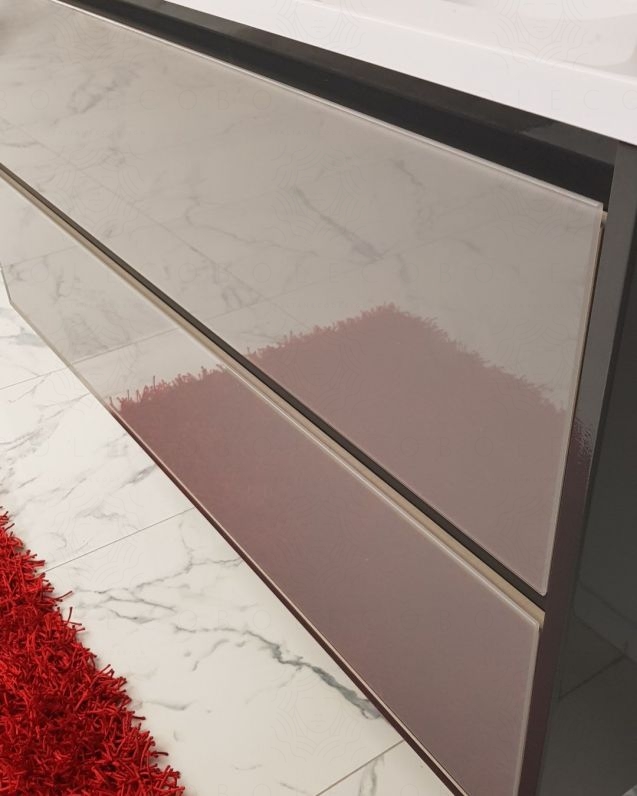 Mobile bagno sospeso Alaska con frontali in vetro, cm.120 e Mobile bagno sospeso Alaska con frontali in vetro, cm.120 e