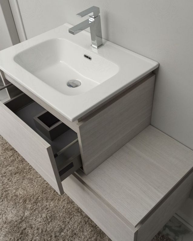 Mobile bagno sospeso Giava con cassettiera, cm.90 e specchio led Mobile bagno sospeso Giava con cassettiera, cm.90 e specchio led
