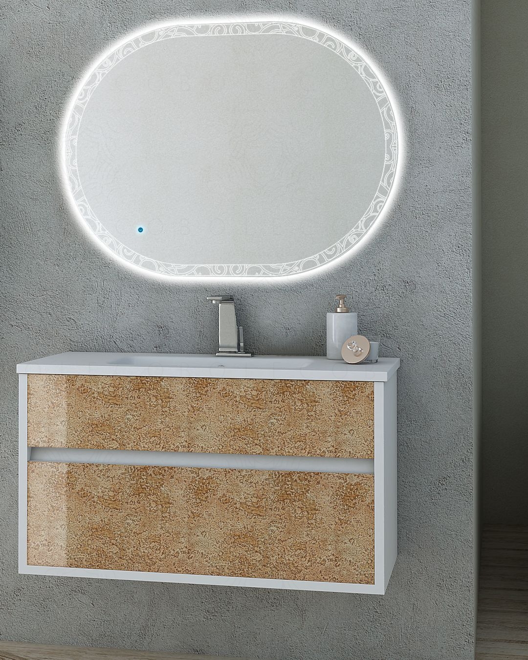 Mobile bagno Margherita bianco opaco con frontali in vetro Mobile bagno Margherita bianco opaco con frontali in vetro