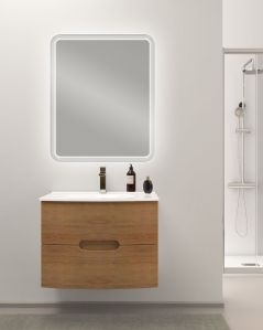 Mobile bagno sospeso Lady, curvo, con lavabo in ceramica, cm.74
