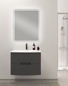 Mobile bagno sospeso Lady, curvo, con lavabo in ceramica, cm.74