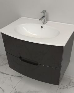 Mobile bagno sospeso Lady, curvo, con lavabo in ceramica, cm.74