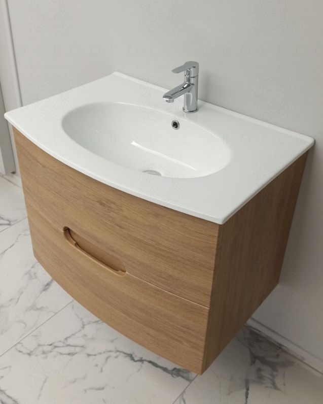 Mobile bagno sospeso Lady, curvo, con lavabo in ceramica, cm.74 Mobile bagno sospeso Lady, curvo, con lavabo in ceramica, cm.74