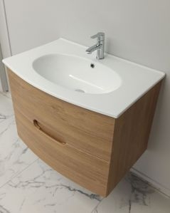 Mobile bagno sospeso Lady, curvo, con lavabo in ceramica, cm.74