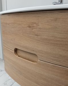 Mobile bagno sospeso Lady, curvo, con lavabo in ceramica, cm.74