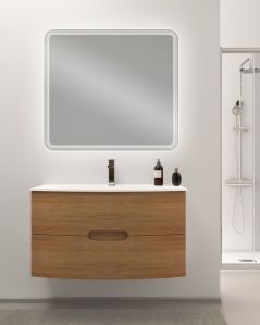 Mobile bagno sospeso Lady, curvo, con lavabo in ceramica, cm.100