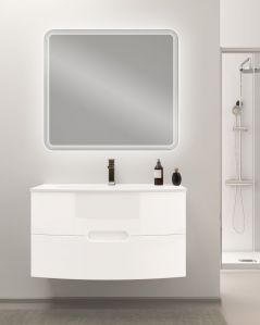 Mobile bagno sospeso Lady, curvo, con lavabo in ceramica, cm.100