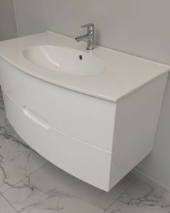 Mobile bagno sospeso Lady, curvo, con lavabo in ceramica, cm.100