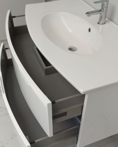 Mobile bagno sospeso Lady, curvo, con lavabo in ceramica, cm.100