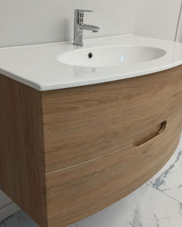 Mobile bagno sospeso Lady, curvo, con lavabo in ceramica, cm.100 Mobile bagno sospeso Lady, curvo, con lavabo in ceramica, cm.100