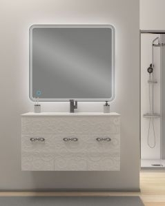 Mobile bagno sospeso Noemi, con lavabo in ceramica e specchio