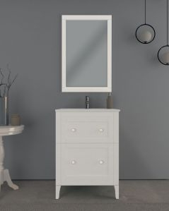 Mobile bagno Carlotta larice bianco con piedi, cm. 60 completo