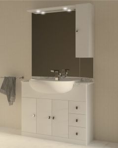 Mobile bagno a terra Monia bianco lucido, cm.100, completo di
