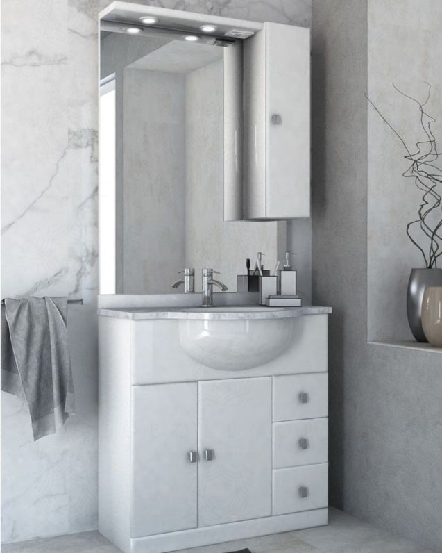 Berlioz Creations Mobile Bagno-Specchio-Bianco Alta Brillantezza, Altro, 60  x 16 x 60 cm : : Casa e cucina