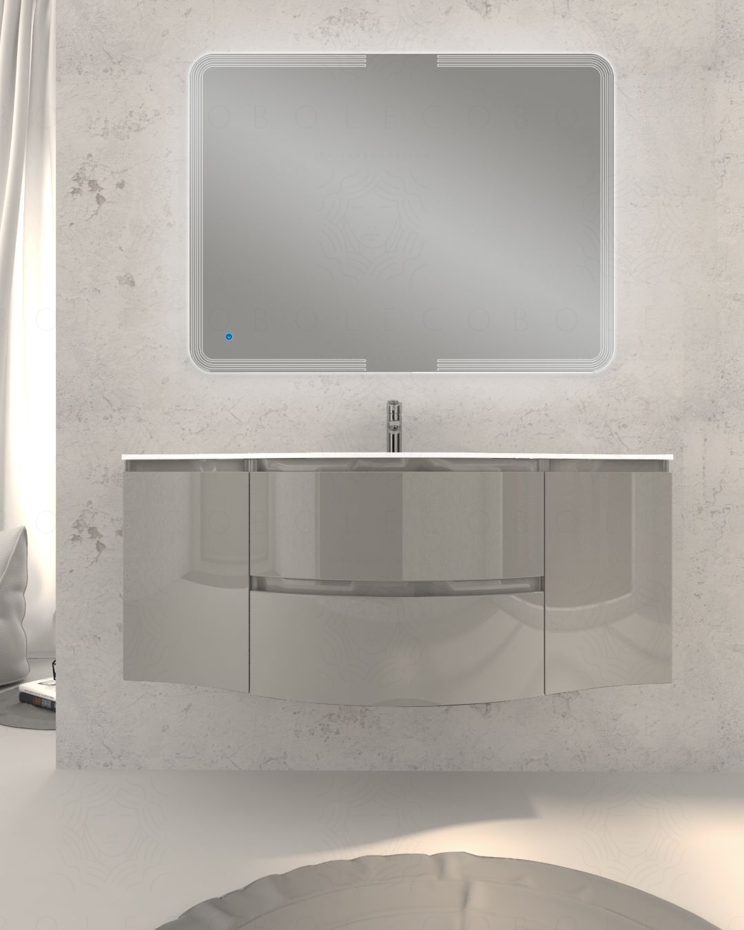 Mobile bagno sospeso Greta, curvo, cm.138 Mobile bagno sospeso Greta, curvo, cm.138